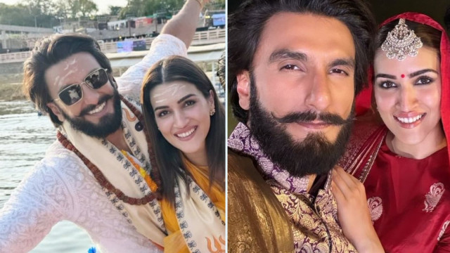 Ranveer Singh, Kriti Sanon and fashion designer Manish Malhotra offered prayers at Varanasi